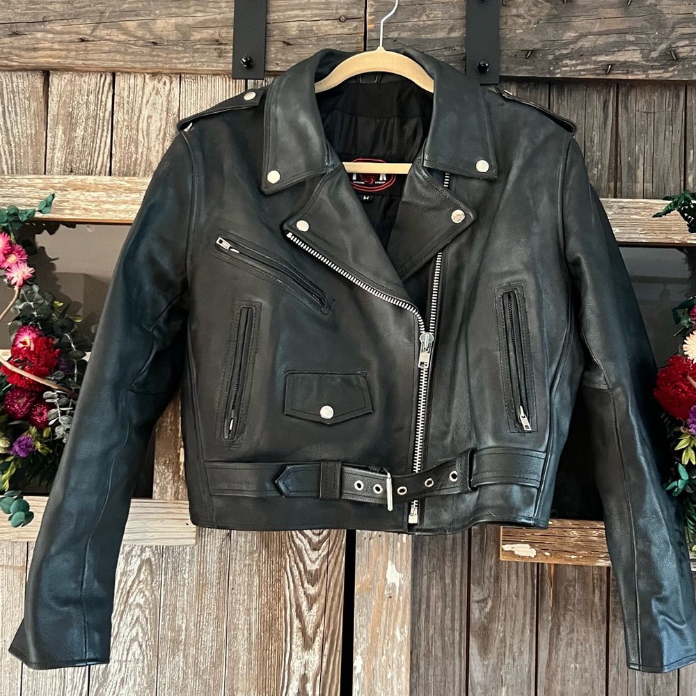 Classic Black Leather Moto Jacket